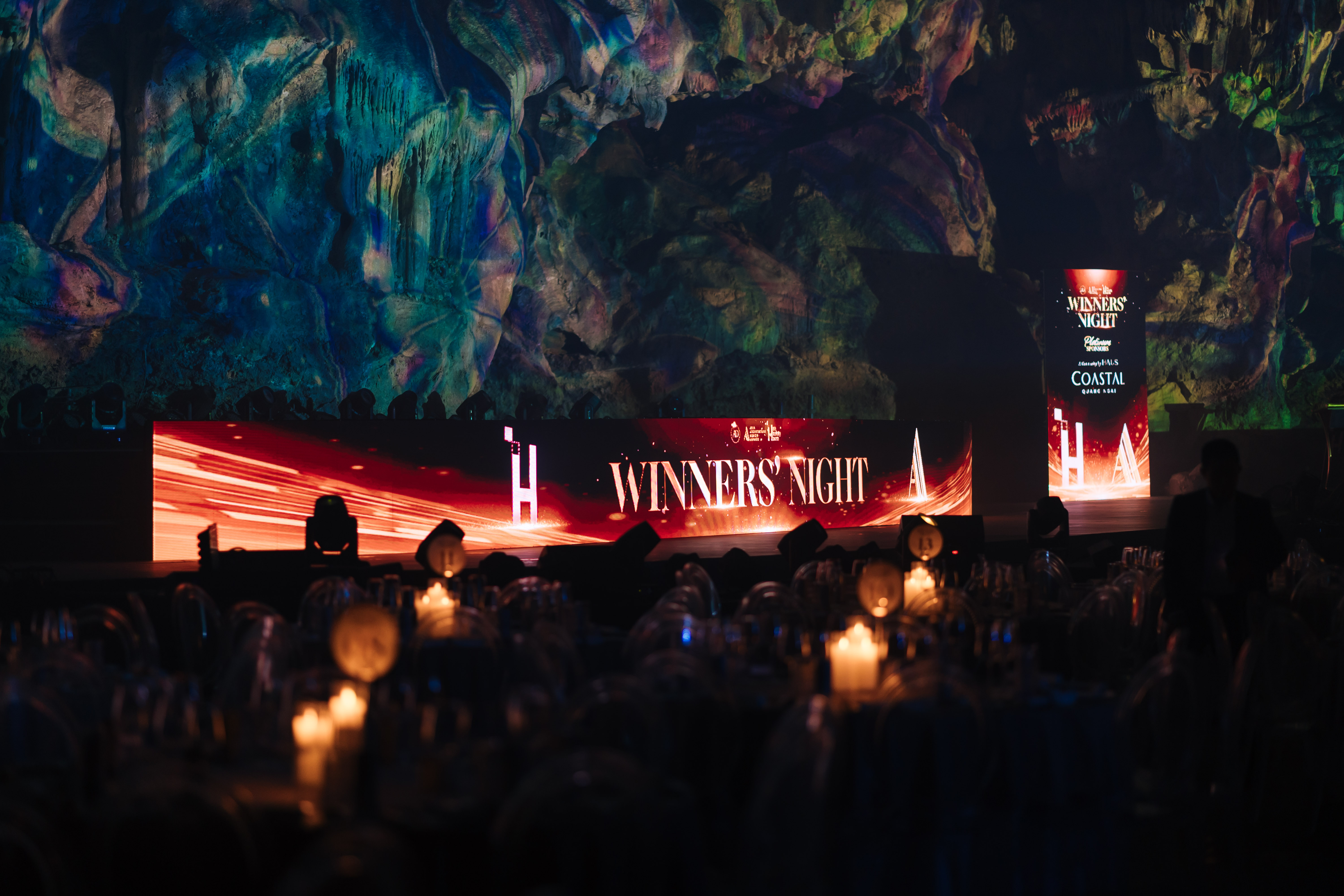 Wide shot of the setup of 2026 AADA and AHA Winners' Night