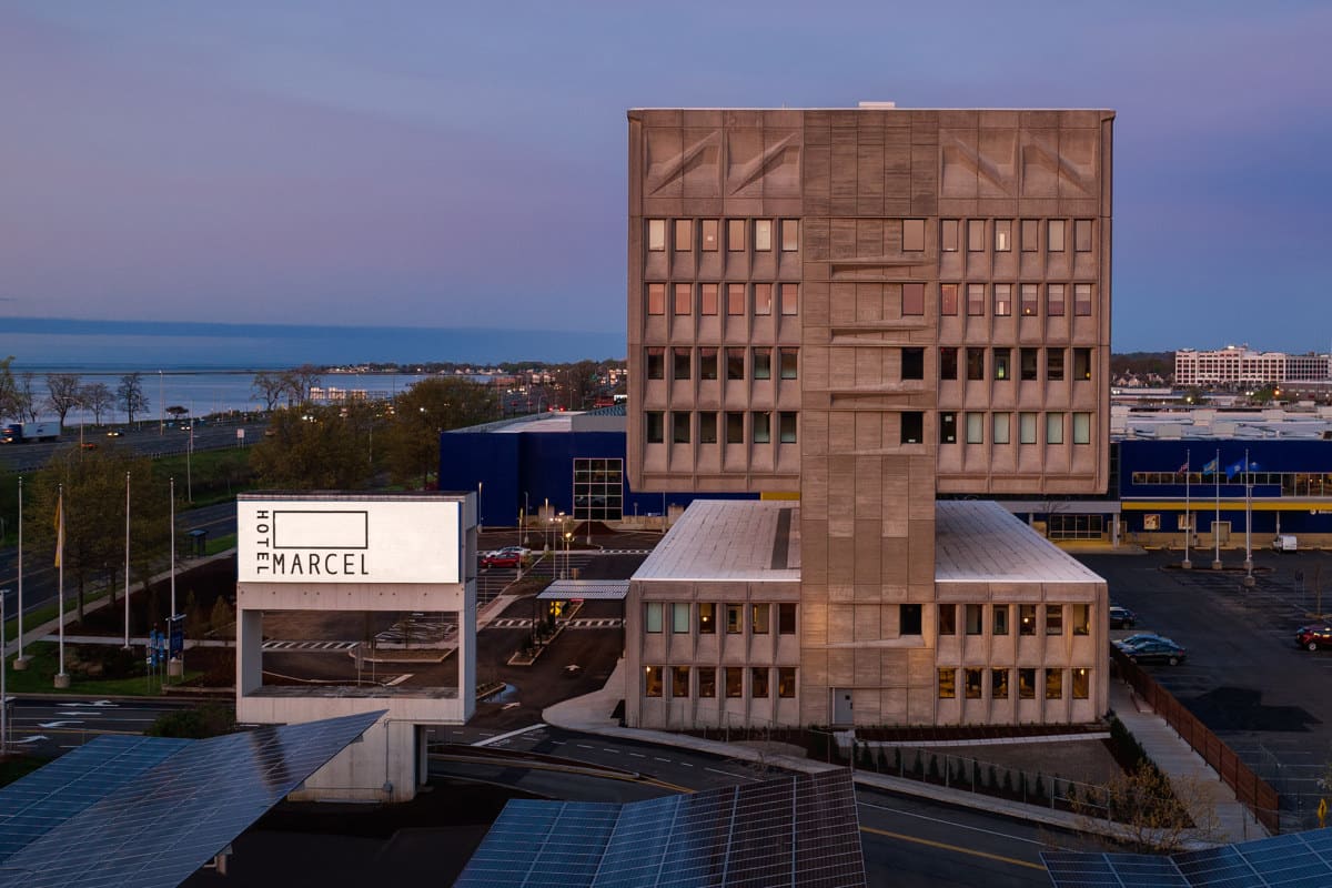 How a 1960s Brutalist Office Block Became America's First All-Electric Hotel