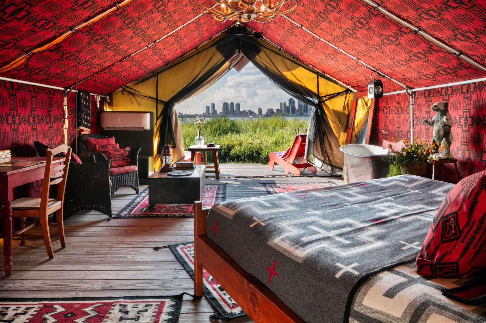 Canvas, Cast Iron, and the Statue of Liberty: A Western-Themed Tent on Governors Island