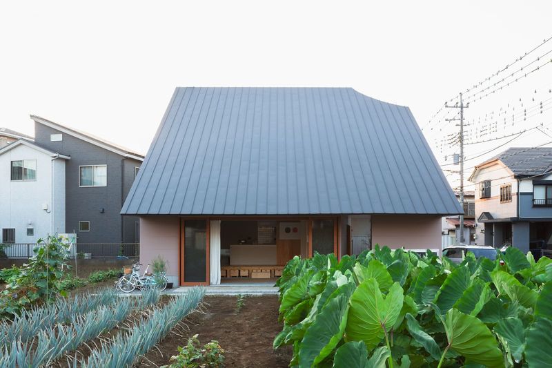 A House That Carves Its Place Between Roof and Field