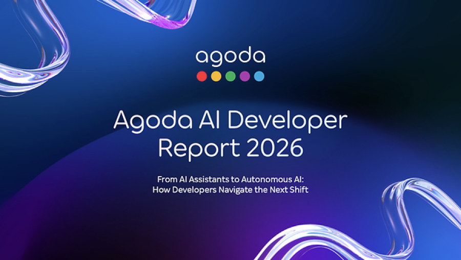 Cover of the Agoda AI Developer Report 2026 on a blue and purple background.