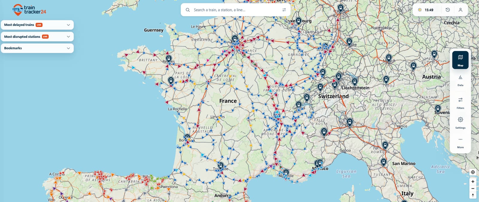 A New Platform Lets You Watch European Trains Move Across a Map in Real Time