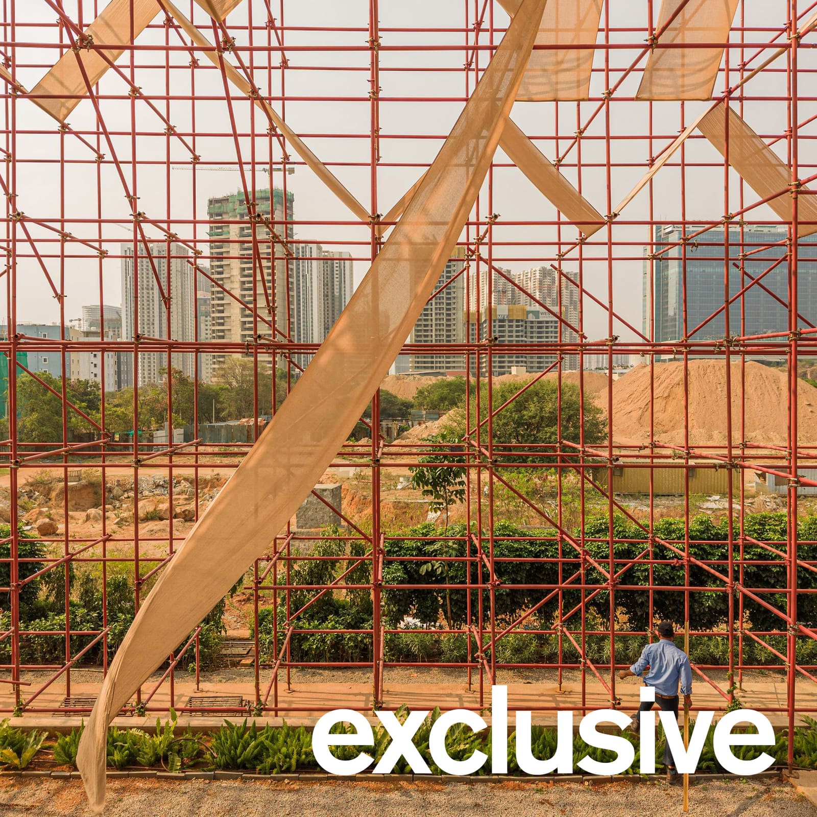 Scaffolding as Architecture: A Hyderabad Pavilion Built Entirely from Construction Waste