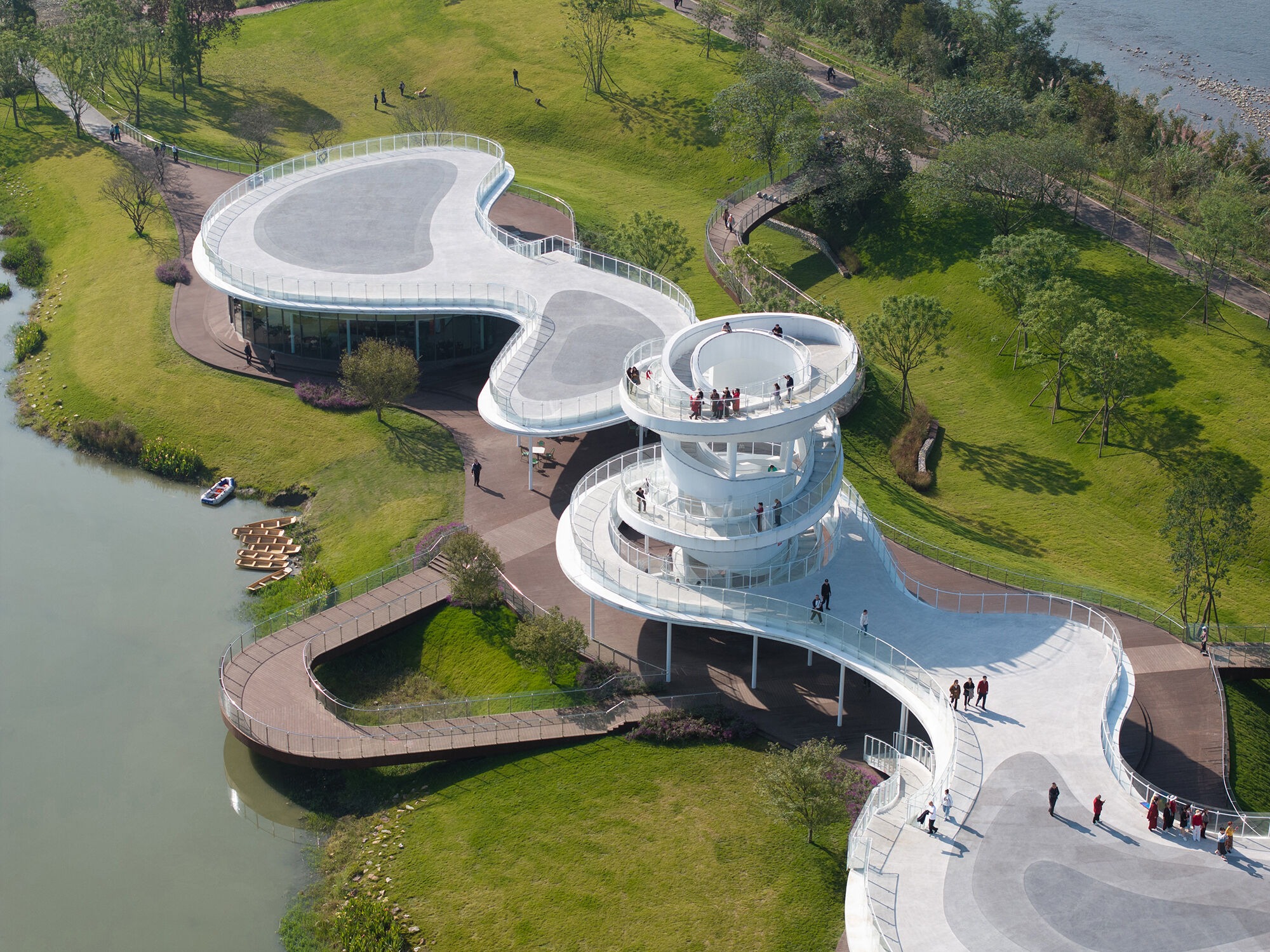 MUDA-Architects Reimagines the Lujiatan Wetland Park Service Center as a Living Landscape