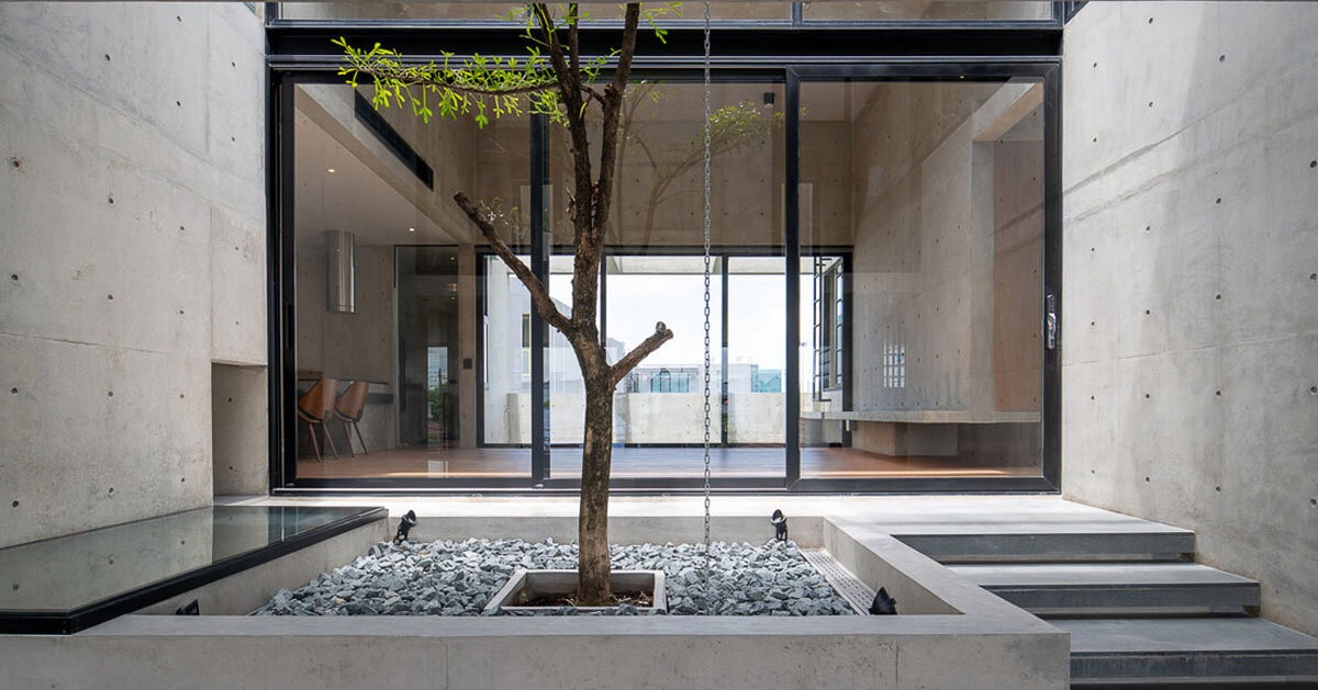 Studio Krubka Overcomes Bangkok Urban Density with Concrete Structure and Green Courtyard Core