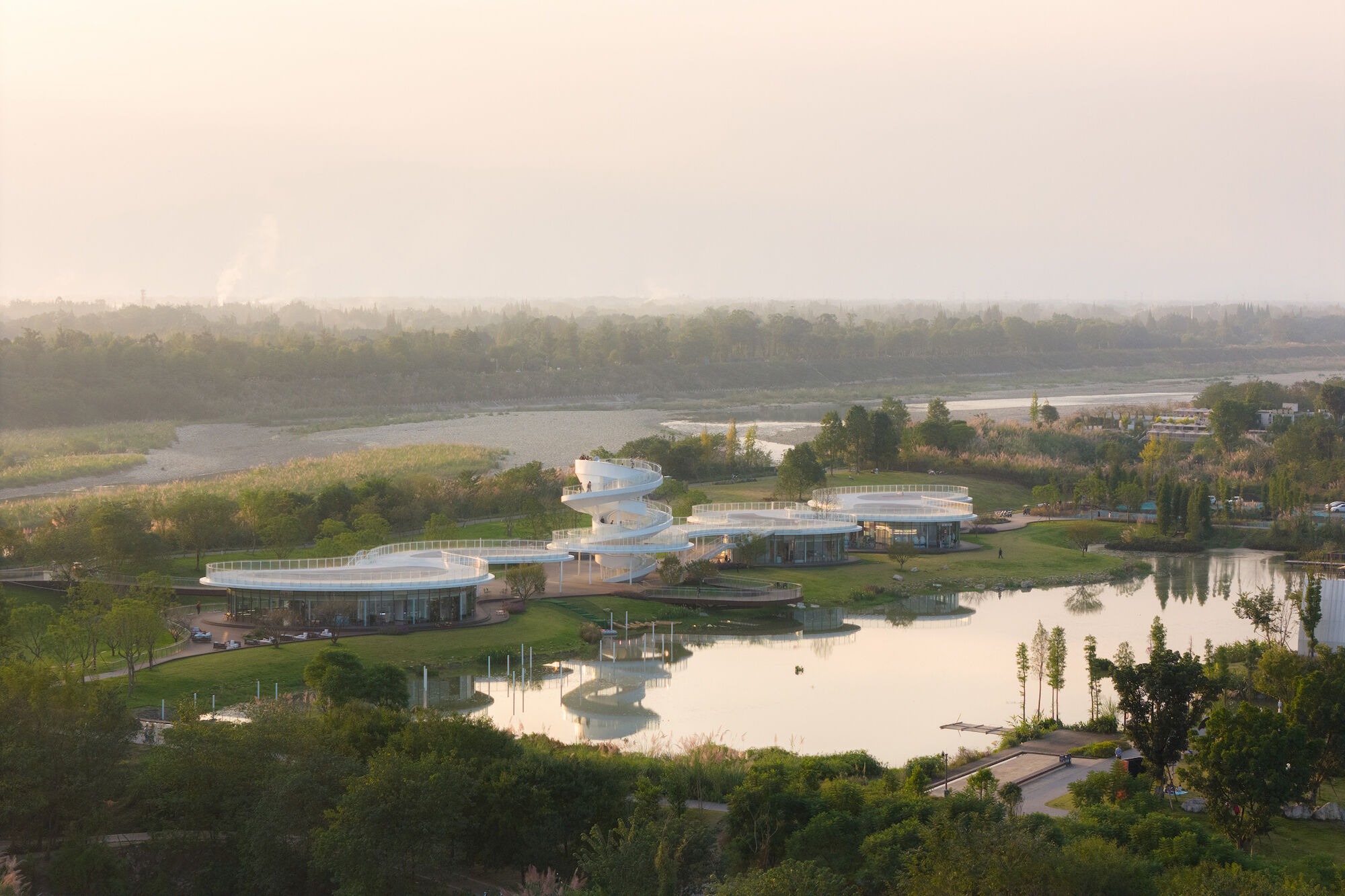 MUDA-Architects Reimagines the Lujiatan Wetland Park Service Center as a Living Landscape
