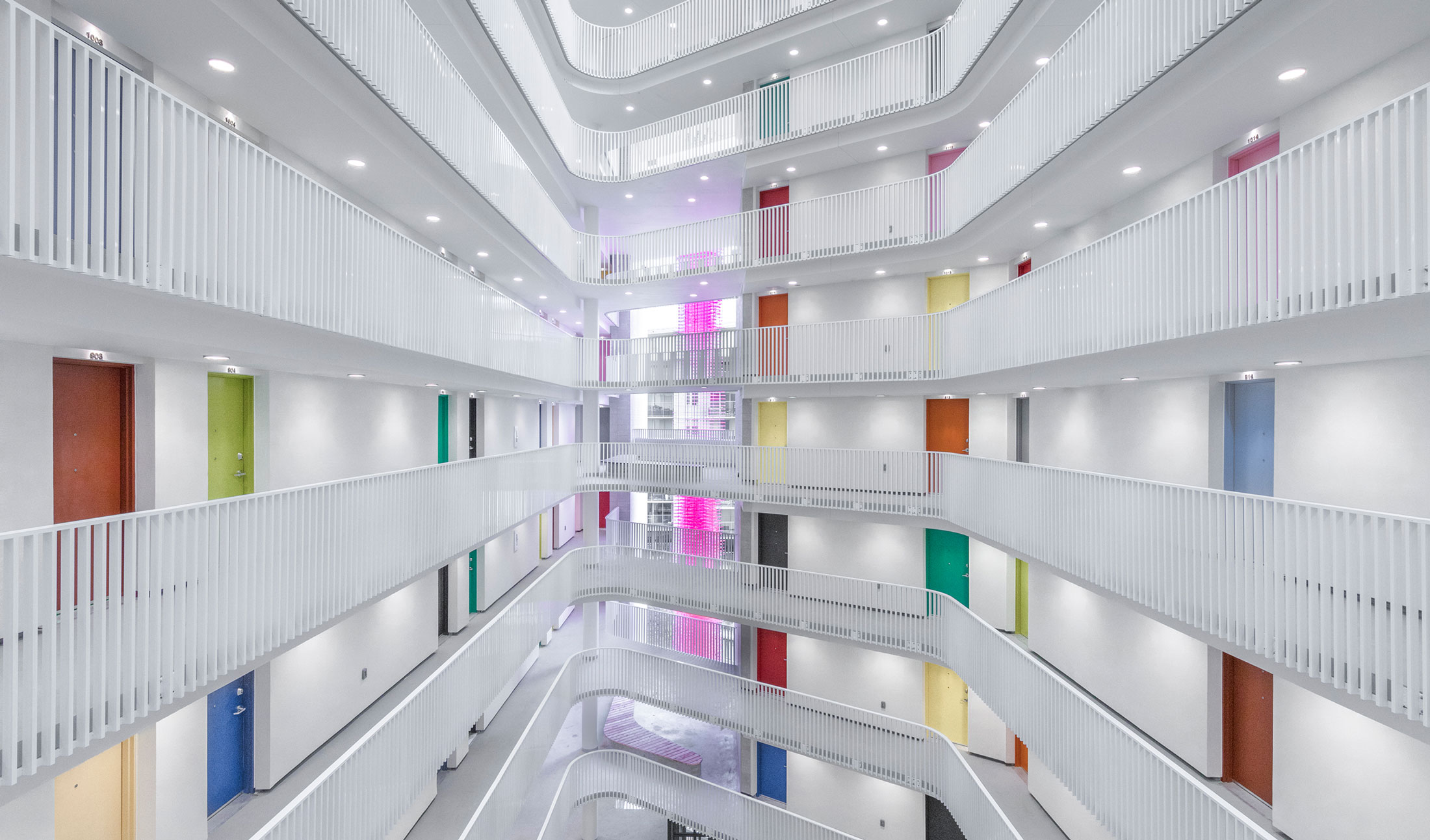 Color In Transitional Spaces: Staircases, Corridors, Atriums