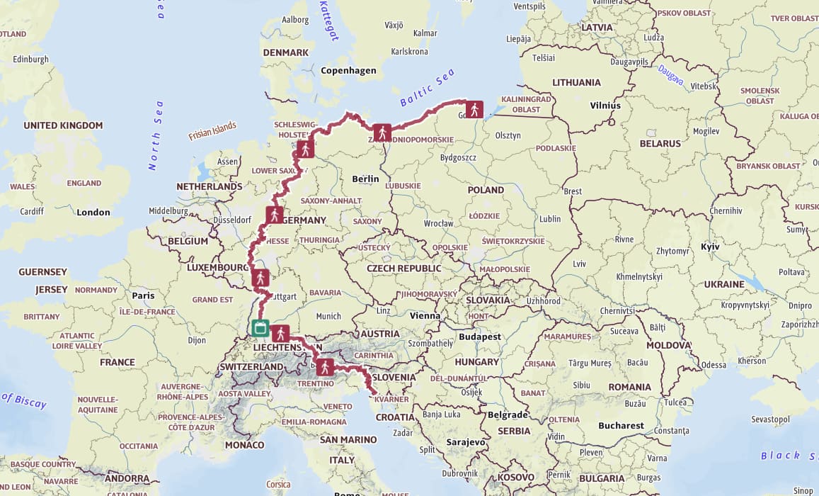A New Coast-to-Coast Hiking Route Stitches Together 3,500 Kilometres of European Trail